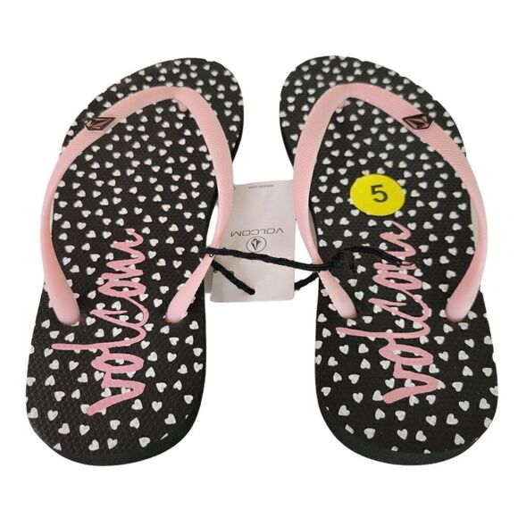 Volcom Girls Pink Rocking Solid Flip Flops (Size 5) - Picture 4 of 8